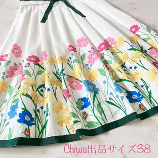 【リメイク品】M's GRACY ワンピース 花柄 モノトーン 38