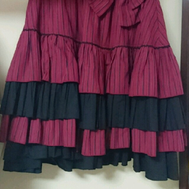PUTUMAYO(プトマヨ)のPUTUMAYO☆リボンストライプスカート レディースのスカート(ひざ丈スカート)の商品写真