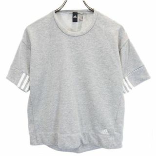 アディダス(adidas)のアディダス スウェット 半袖 Tシャツ M グレー系 adidas 3ライン ロゴ レディース 【中古】  【230805】(Tシャツ(半袖/袖なし))