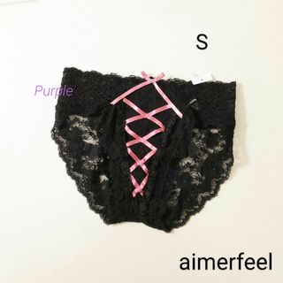 エメフィール(aimer feel)の【未使用】aimerfeel リボンレースアップ総レースプレーンショーツ S(ショーツ)