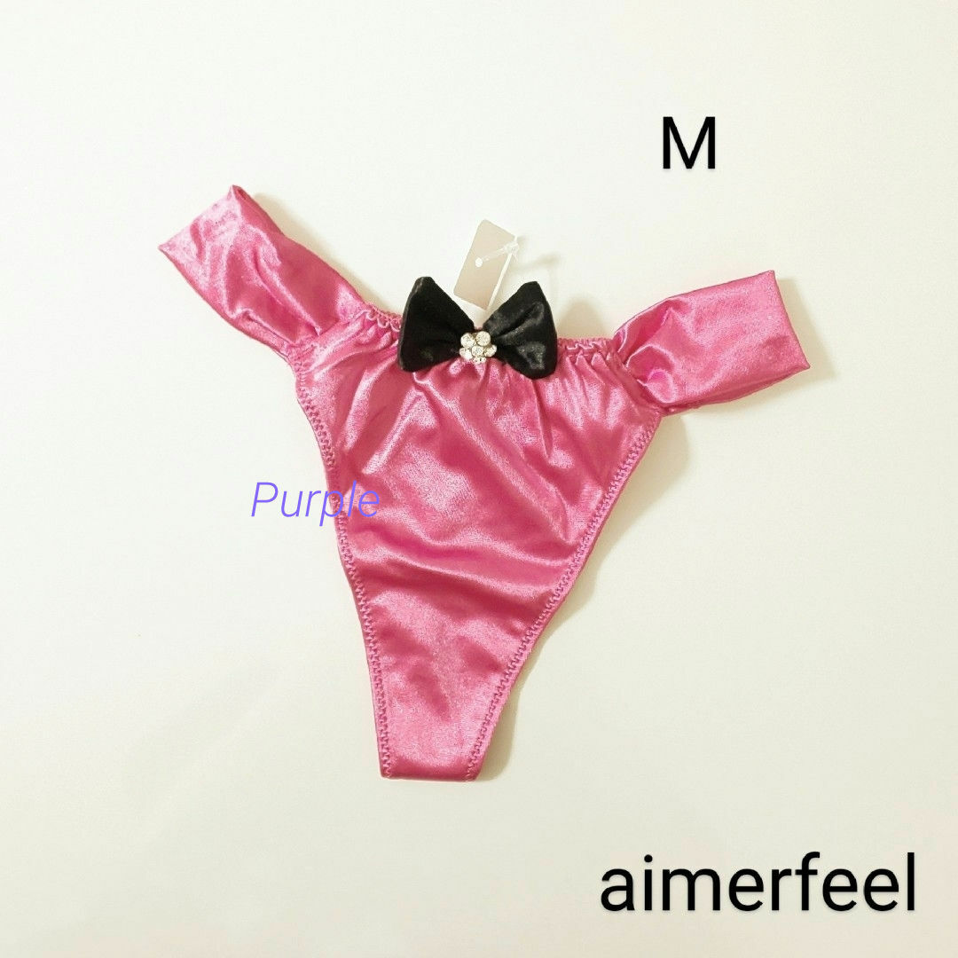 aimer feel(エメフィール)の【未使用】aimerfeel ラインストーンアクセサリー付サテンTバックショーツ レディースの下着/アンダーウェア(ショーツ)の商品写真