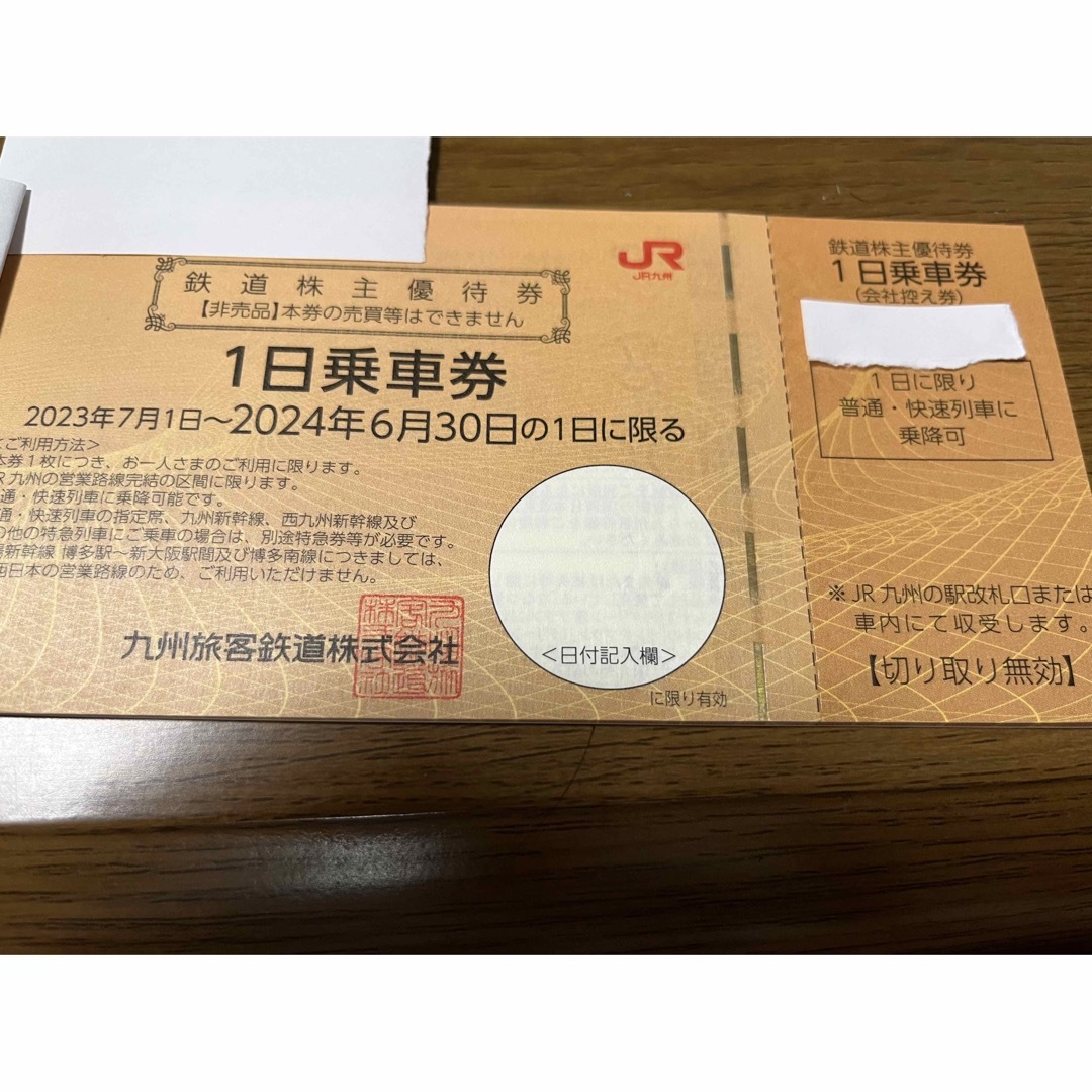 JR(ジェイアール)のJR九州株主優待券     1日乗り放題乗車券  1枚  チケットの乗車券/交通券(その他)の商品写真