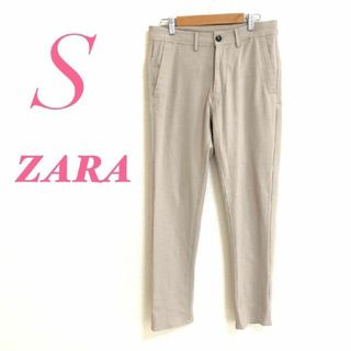 ザラ(ZARA)のZARA ザラ S ストレートパンツ オフィス カジュアル ロング丈 ベージュ(クロップドパンツ)