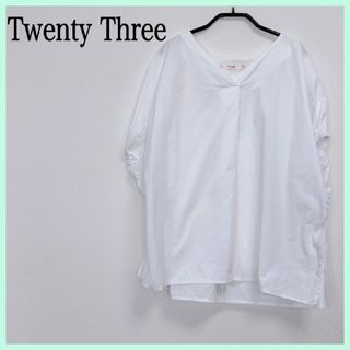 【Twenty Three】トゥウェンティースリー シャツ ブラウス Vネック(シャツ/ブラウス(半袖/袖なし))