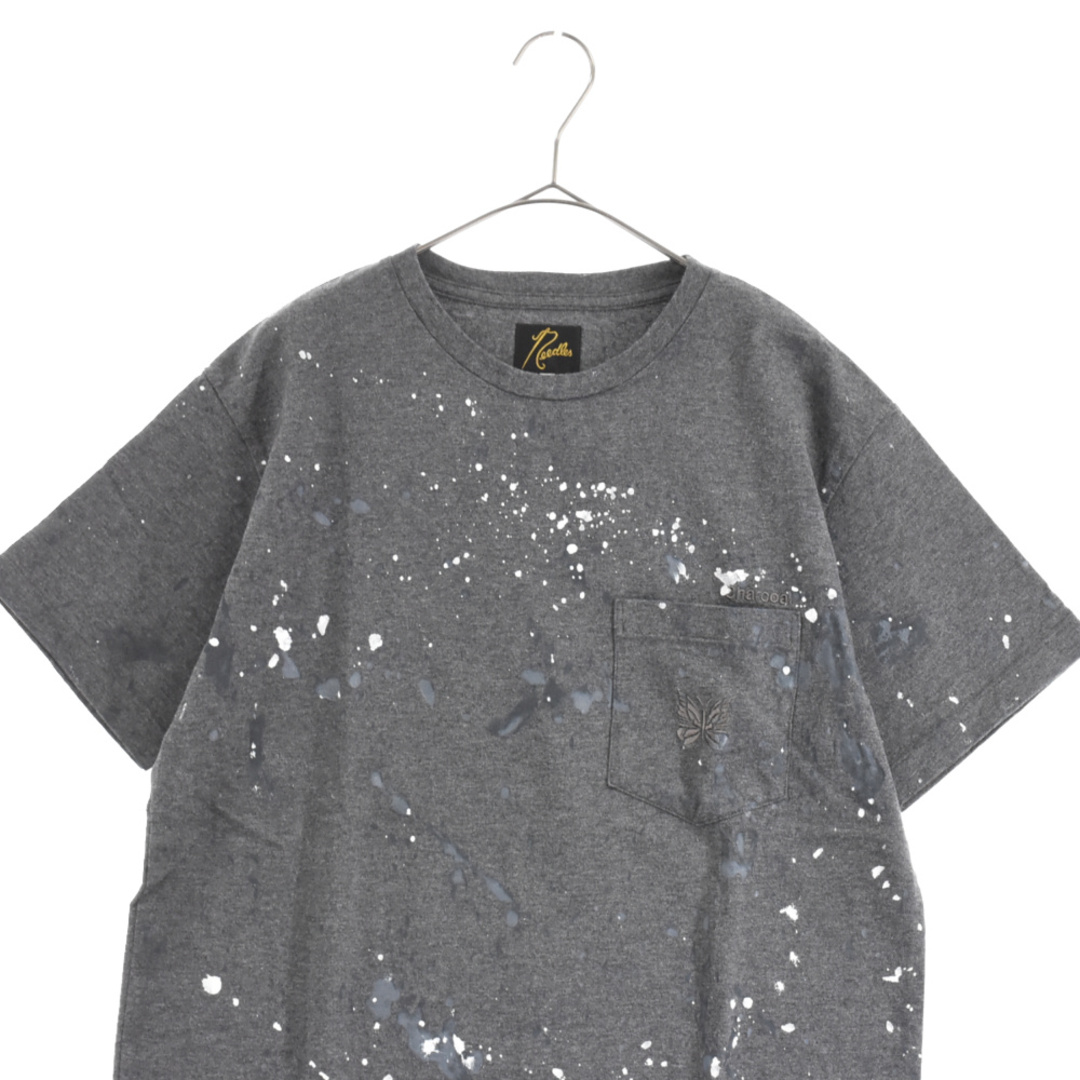 Needles(ニードルス)のNeedles ニードルス ND Papillon Emb Paint S/S ポプリン ペイント ポケットTシャツ ヘザーグレー メンズのトップス(Tシャツ/カットソー(半袖/袖なし))の商品写真