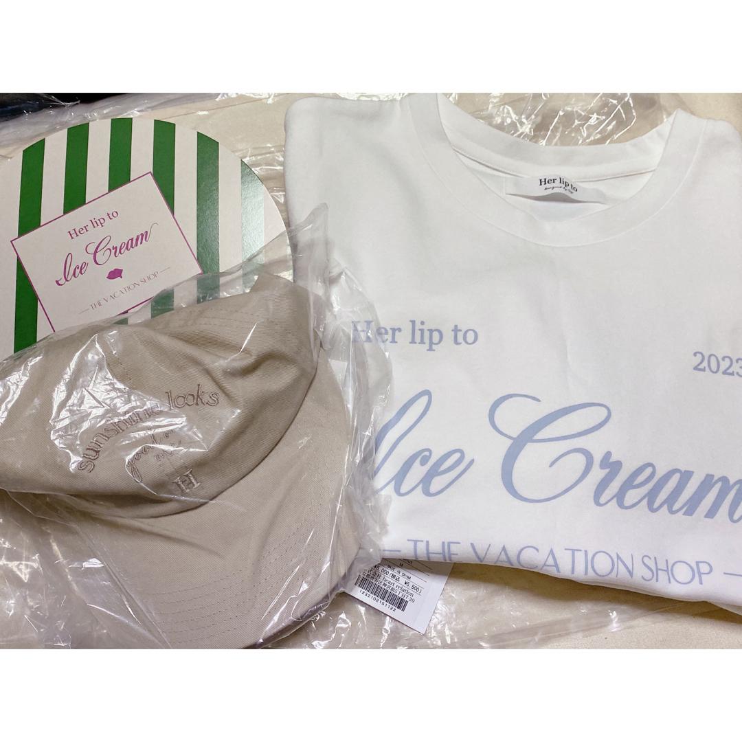 herlipto ice cream Tシャツ　キャップ　セットTシャツ(半袖/袖なし)