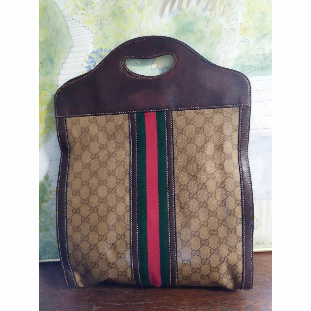 オールドグッチ GUCCI ハンドバッグ シェリーライン PVC レザー-