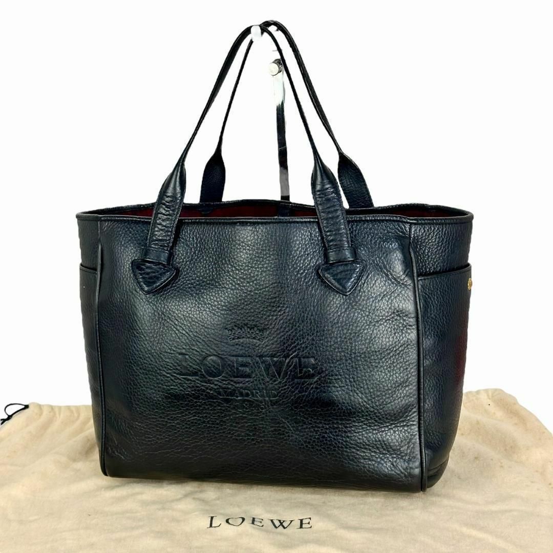 大人気】ロエベ トートバッグ ヘリテージ 2way レザー シボ革 グレー