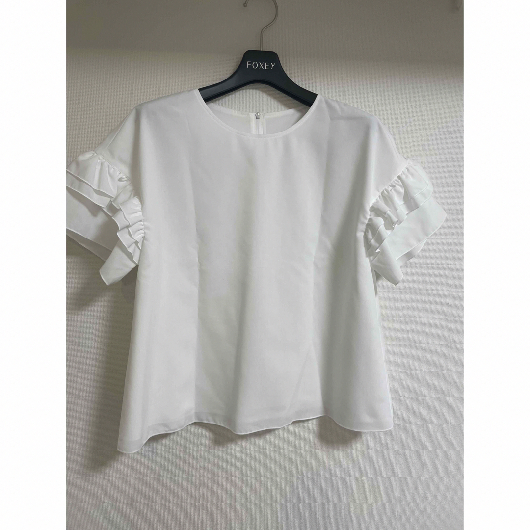 フォクシー 38 Ruffle Trim Sleeve Tee フリル ブラウス - シャツ ...