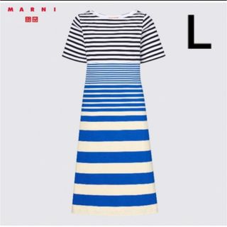 マルニ(Marni)のユニクロ×マルニ ボーダーワンピース L(ひざ丈ワンピース)