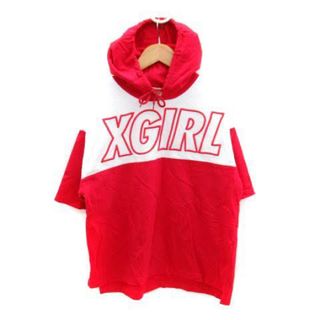 エックスガール(X-girl)のX-girl 半袖パーカー 赤白(Tシャツ(半袖/袖なし))