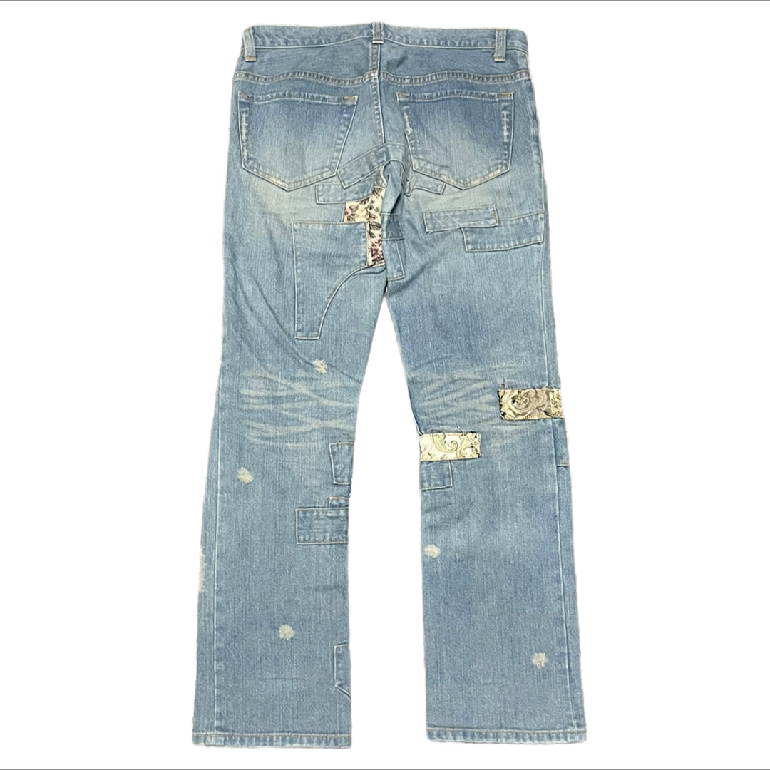 SUNAOKUWAHARA 00s patchwork denim pants-hybridautomotive.com