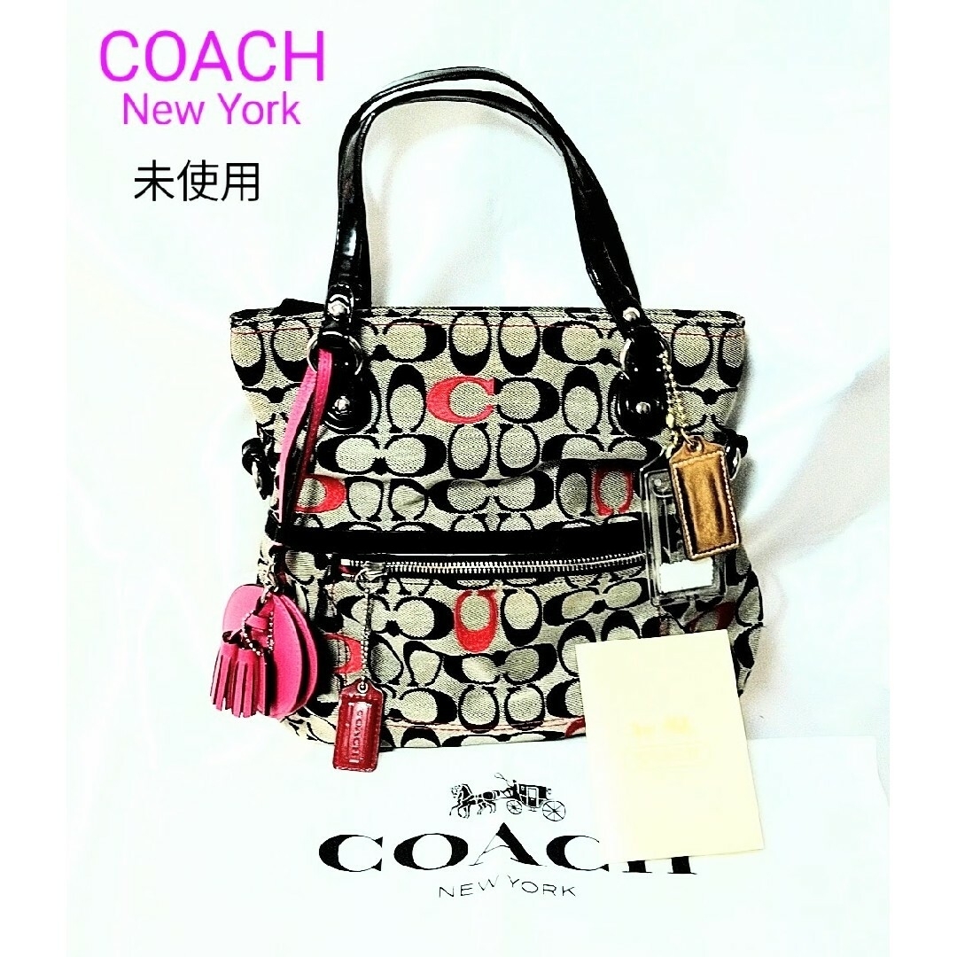 トートバッグ【未使用!!】COACHコーチ★とても可愛い★シグネチャーハンドバッグ(正規品)