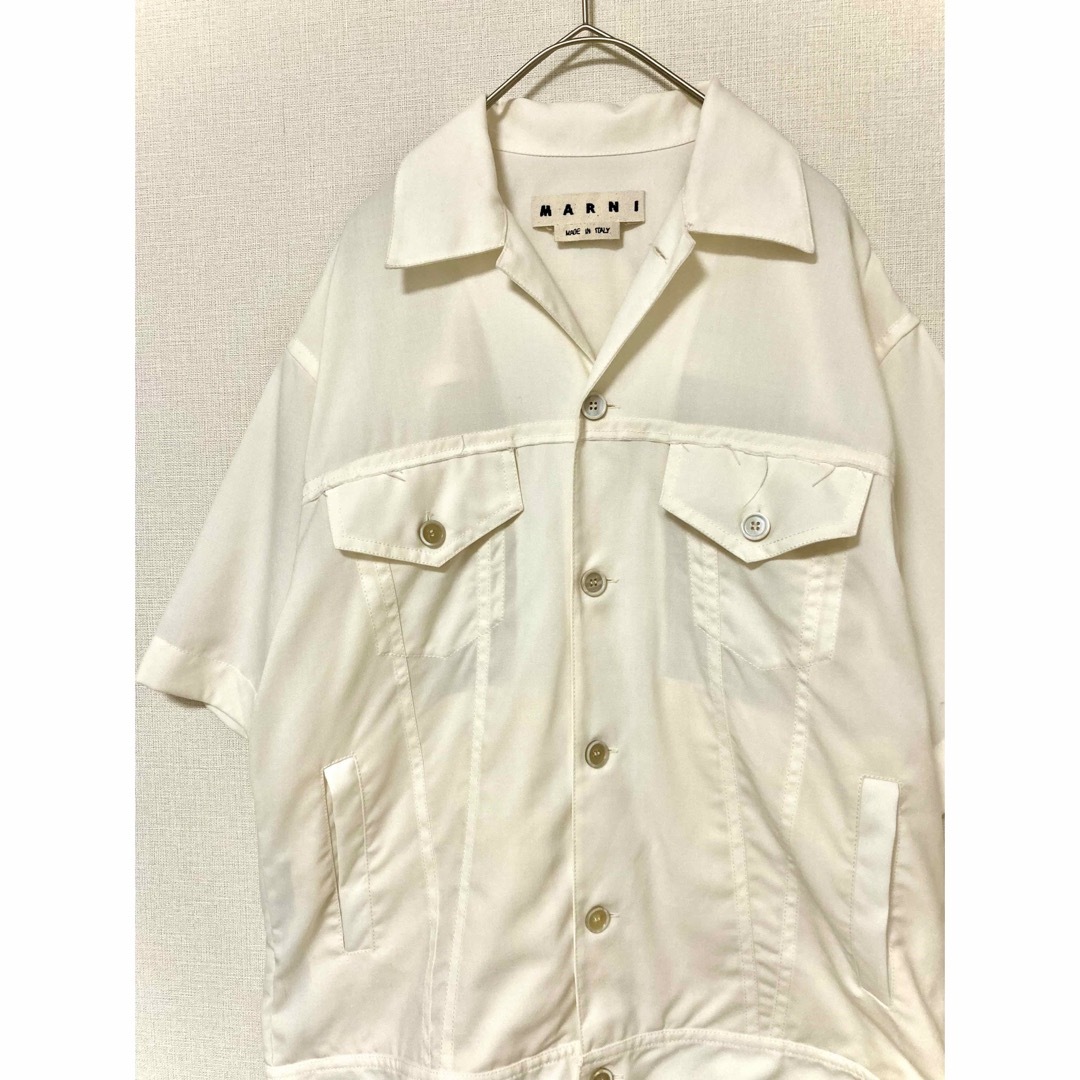 マルニ　トロピカルウール　オープンカラー　半袖　シャツ　メンズ　カットオフ　44