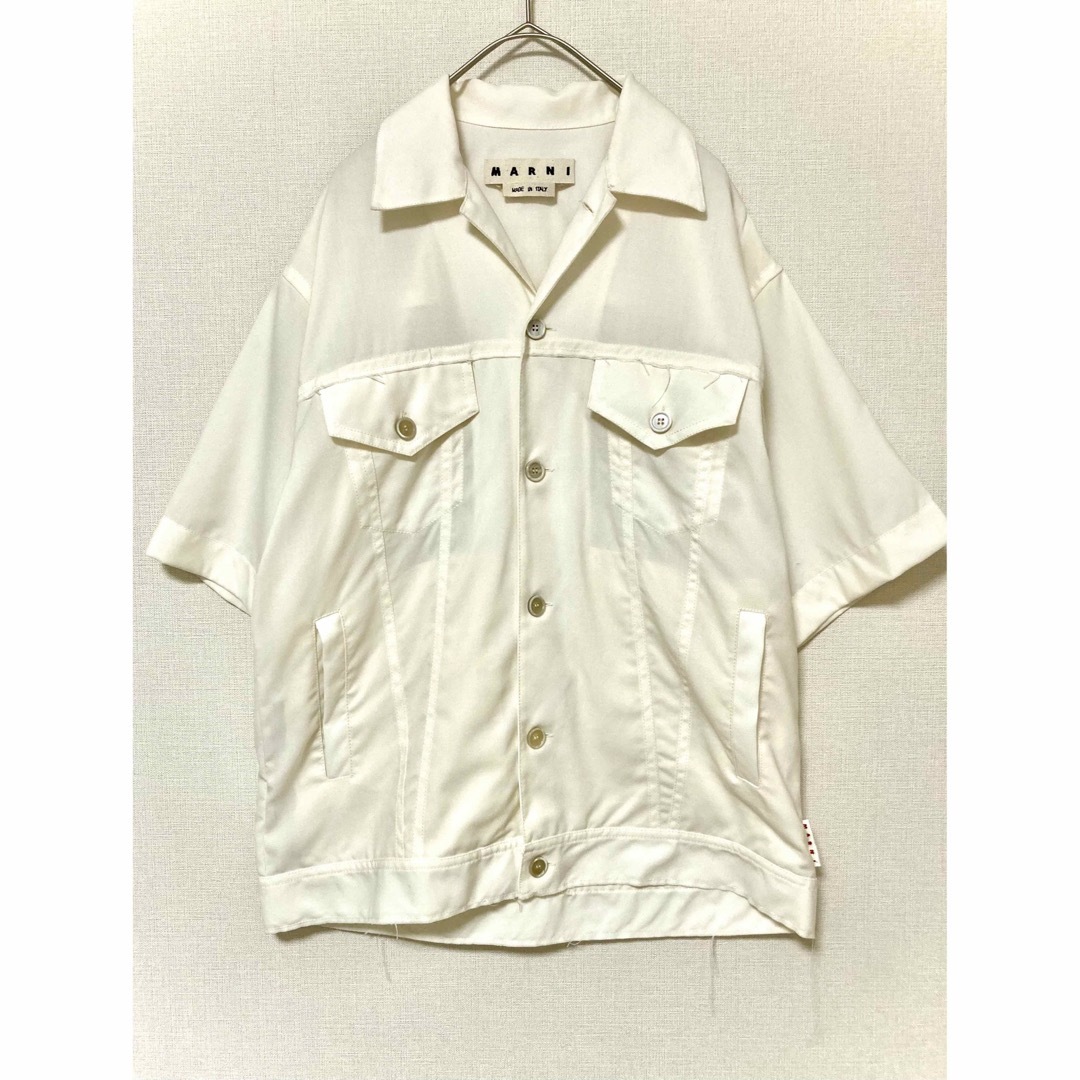 マルニ トロピカルウール オープンカラー 半袖 シャツ メンズ カット ...