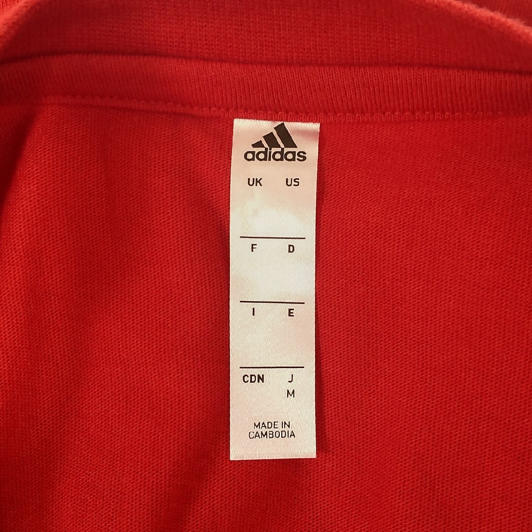 adidas(アディダス)のadidas アディダス Ｔシャツ レッド/ ホワイトライン M　美品　匿名配送 メンズのトップス(Tシャツ/カットソー(半袖/袖なし))の商品写真