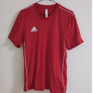 アディダス(adidas)のadidas アディダス Ｔシャツ レッド/ ホワイトライン M　美品　匿名配送(Tシャツ/カットソー(半袖/袖なし))