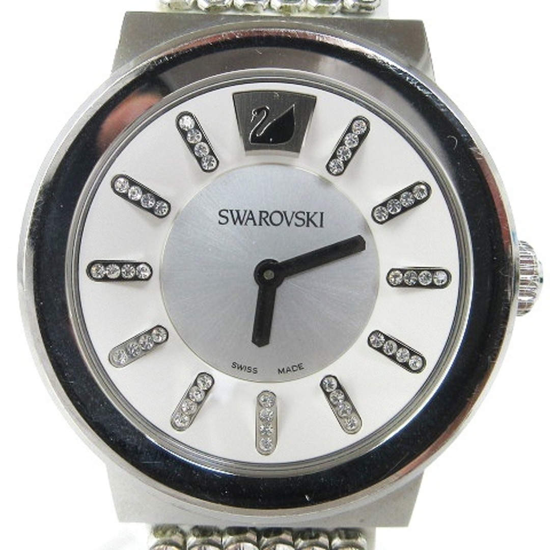 スワロフスキー 腕時計 ウォッチ クォーツ アナログ 2針 シルバーカラー17cmケースタテ