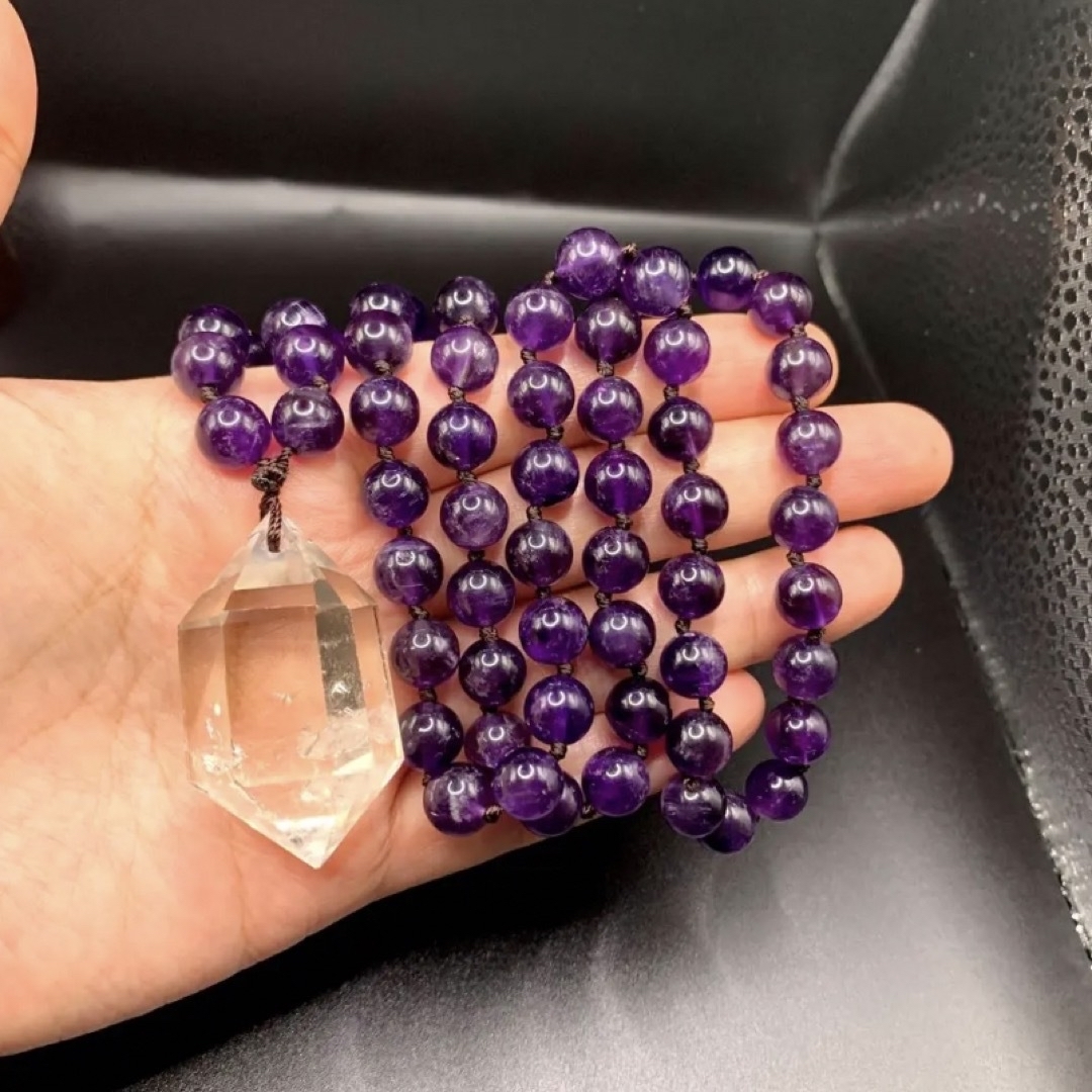 一点もの 水晶 アメジスト 天然石 パワーストーン 虹入り ロング