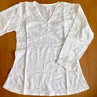 刺繍　スパンコール　長袖シャツ　(シャツ/ブラウス(長袖/七分))