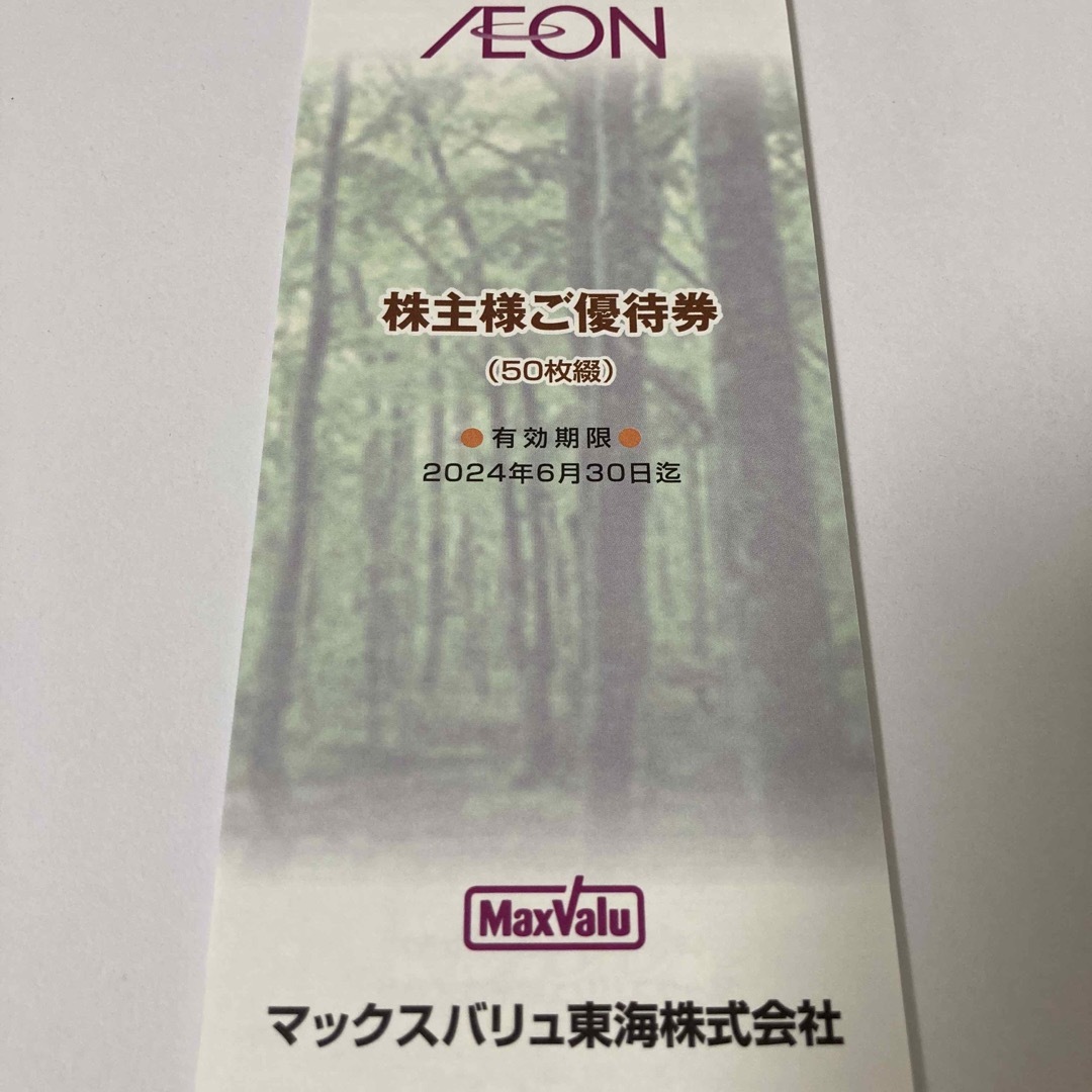 マックスバリュ東海　イオン AEON 株主優待 5000円分