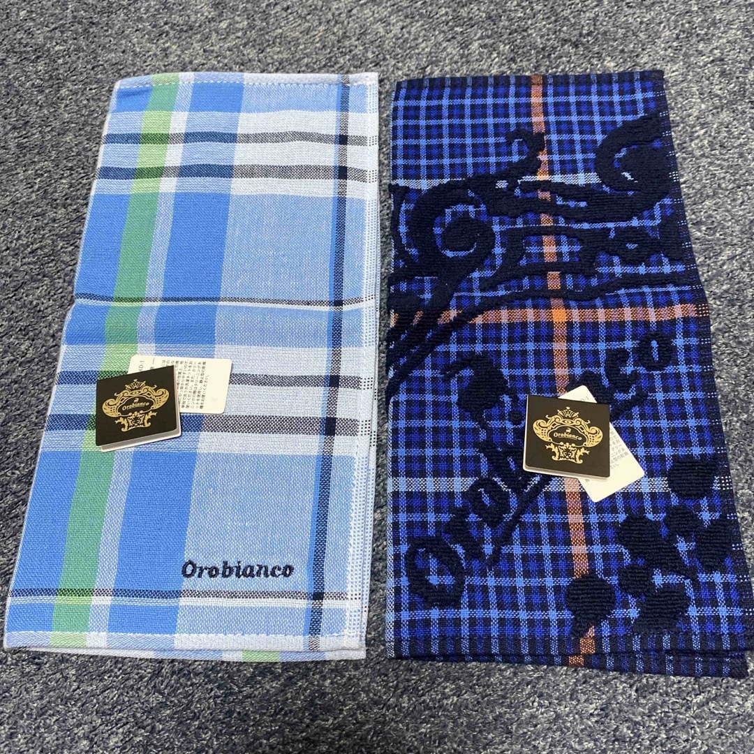Orobianco(オロビアンコ)の新品未開封❗️オロビアンコ❄️タオルハンカチ❄️2枚セット メンズのファッション小物(バンダナ/スカーフ)の商品写真