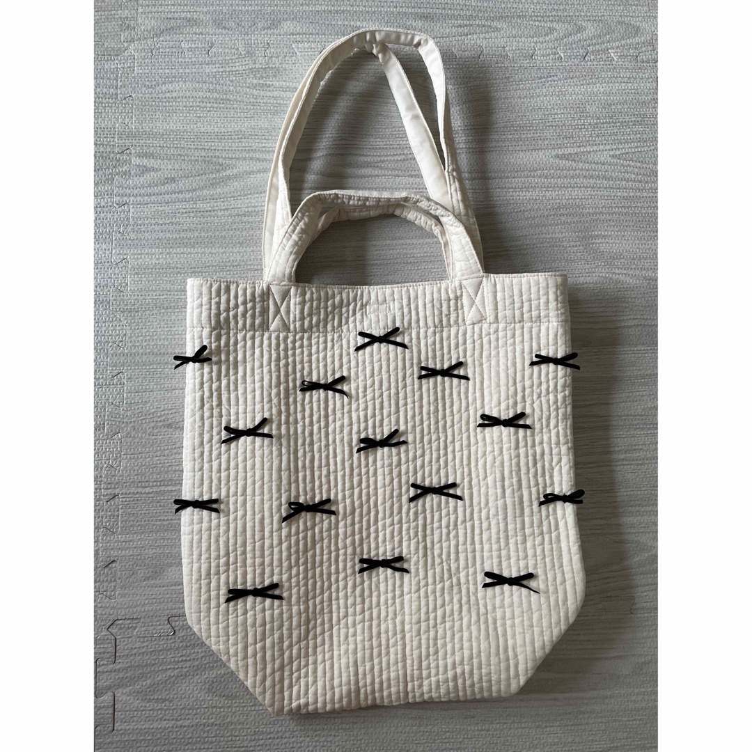 gypsohila picnic bag(M)ホワイト リボンバッグ 2