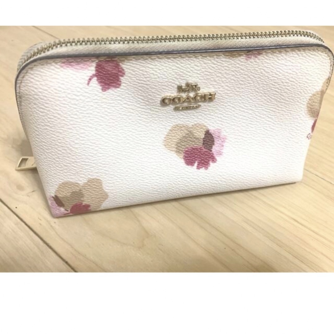 COACH - 10/22〆◎コーチ花柄ポーチ白ピンク革小物サンローラン