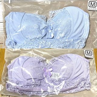 【新品未使用】ナイトブラ　ブルー＆ラベンダーM バストケア　育乳　美乳　夜用ブラ(ブラ)