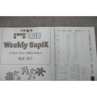 UY26-057 SAPIX 小学6年 志望校別特訓 国語 ウィークリーサピックス WS-01〜36 計36回分セット 2022 99R2D