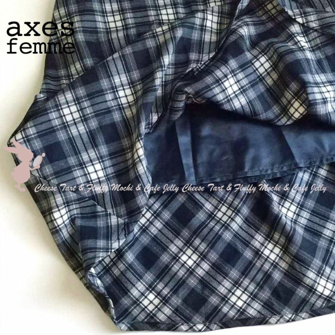 axes femme(アクシーズファム)のaxesfemme チェック柄キャミワンピース 紺 レディースのワンピース(ロングワンピース/マキシワンピース)の商品写真