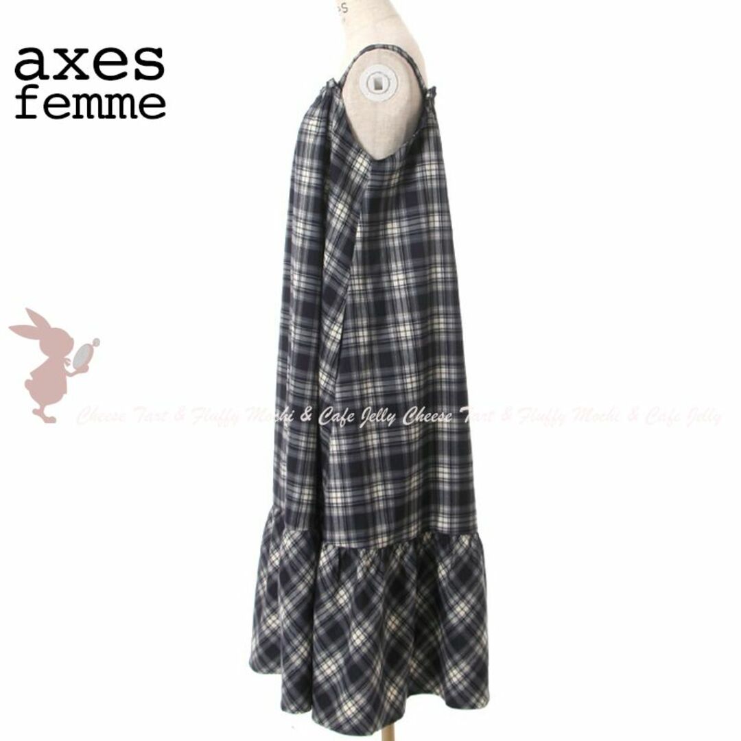 axes femme(アクシーズファム)のaxesfemme チェック柄キャミワンピース 紺 レディースのワンピース(ロングワンピース/マキシワンピース)の商品写真