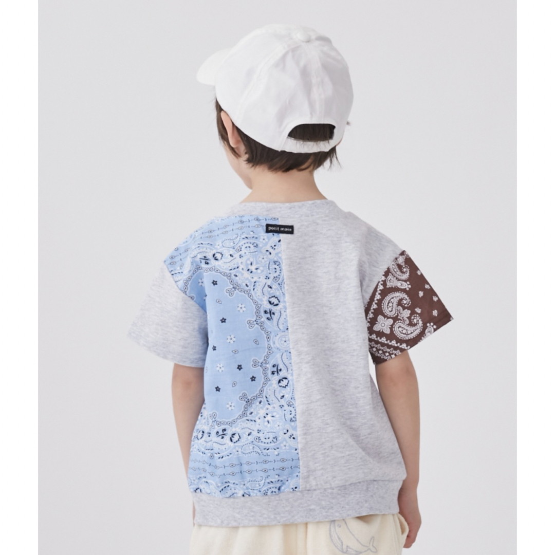 petit main(プティマイン)のpetit main バンダナパッチワークTシャツ　120 キッズ/ベビー/マタニティのキッズ服男の子用(90cm~)(Tシャツ/カットソー)の商品写真