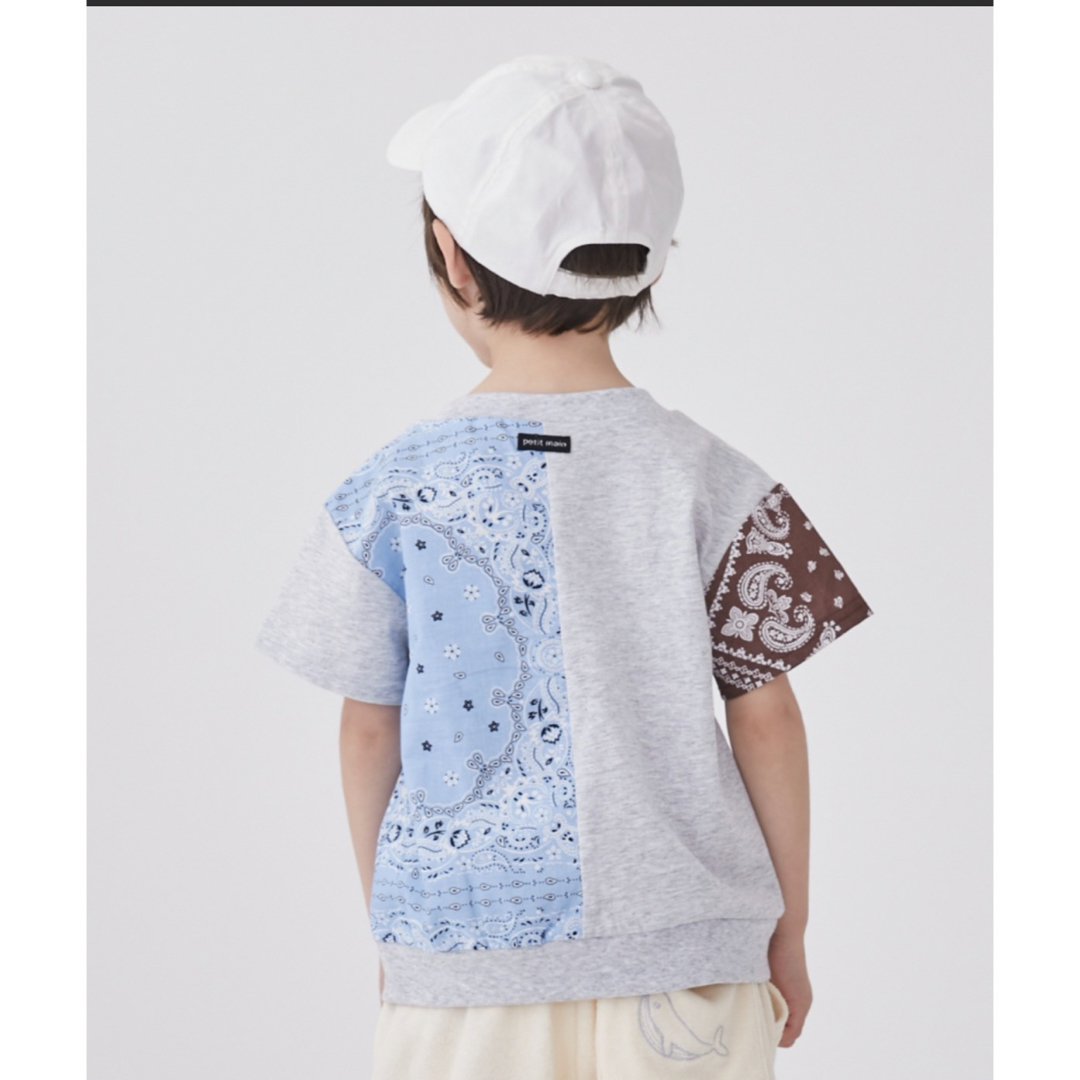 petit main(プティマイン)のpetit main バンダナパッチワークTシャツ 100 キッズ/ベビー/マタニティのキッズ服男の子用(90cm~)(Tシャツ/カットソー)の商品写真