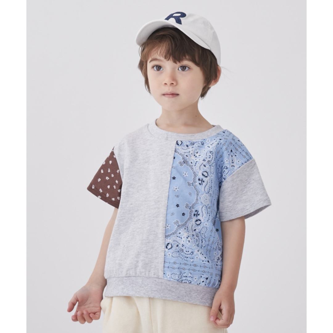 petit main(プティマイン)のpetit main バンダナパッチワークTシャツ 100 キッズ/ベビー/マタニティのキッズ服男の子用(90cm~)(Tシャツ/カットソー)の商品写真