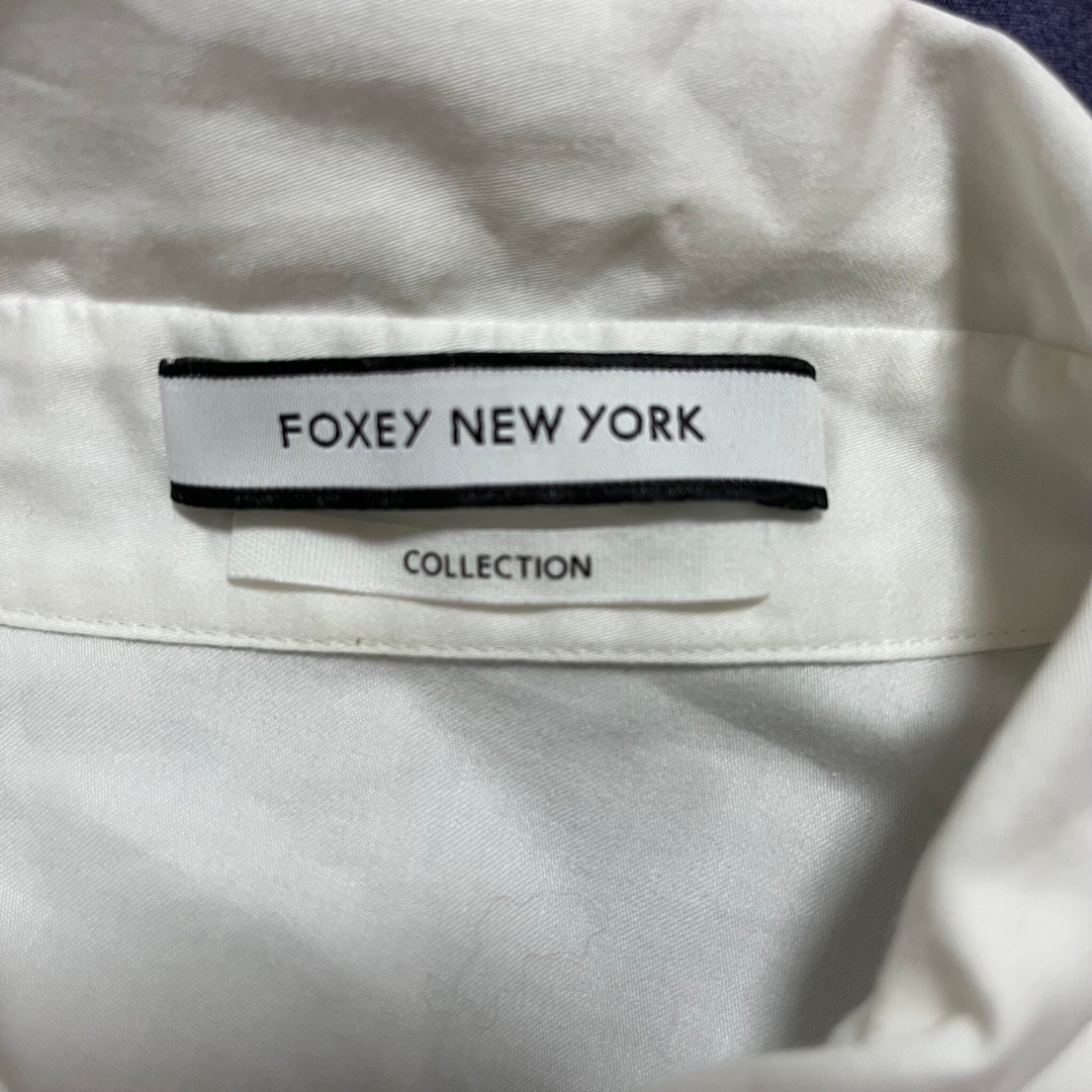 FOXEY NEW YORK(フォクシーニューヨーク)のFOXEY フォクシー　シャツワンピース　38 M アシメトリーワンピース レディースのワンピース(ひざ丈ワンピース)の商品写真