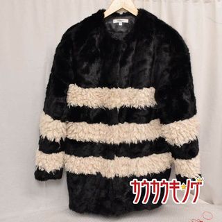 マウジー(moussy)のマウジー FAUX FUR STRIPE ジャケット サイズ1 ブラック/ホワイト 010AAS30-5530 レディース(その他)