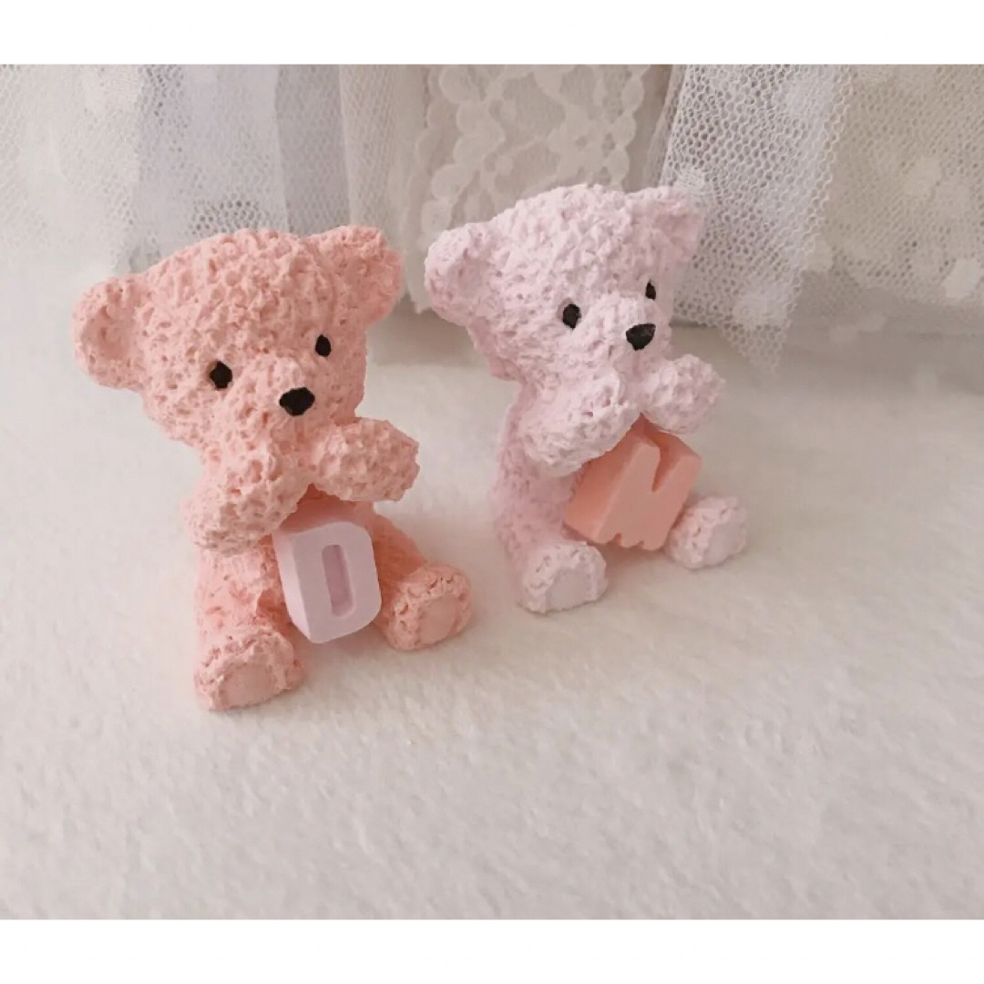 イニシャルくまさん♡♡サーモンピンク