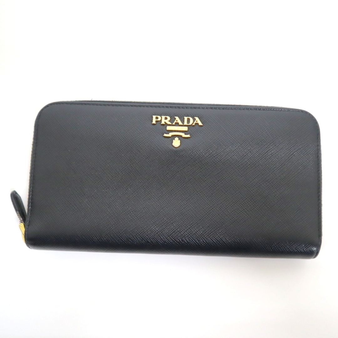 【PRADA】プラダ サフィアーノ レザー ジップアラウンド長財布 ブラック  1ML506_QWA_F0002/kw0508