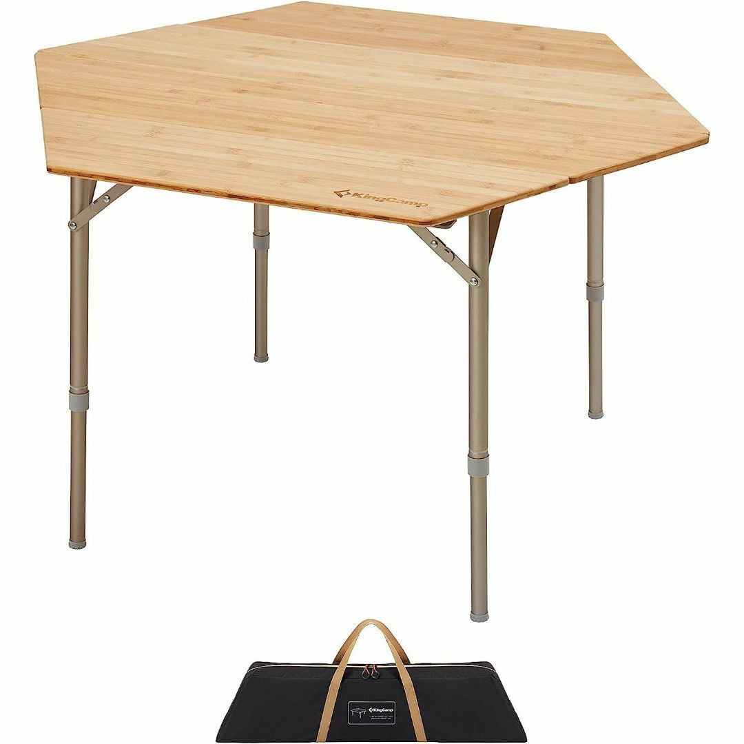 KingCamp アウトドア テーブル 高さ調整可能 折り畳み 竹製 折りたたみのサムネイル