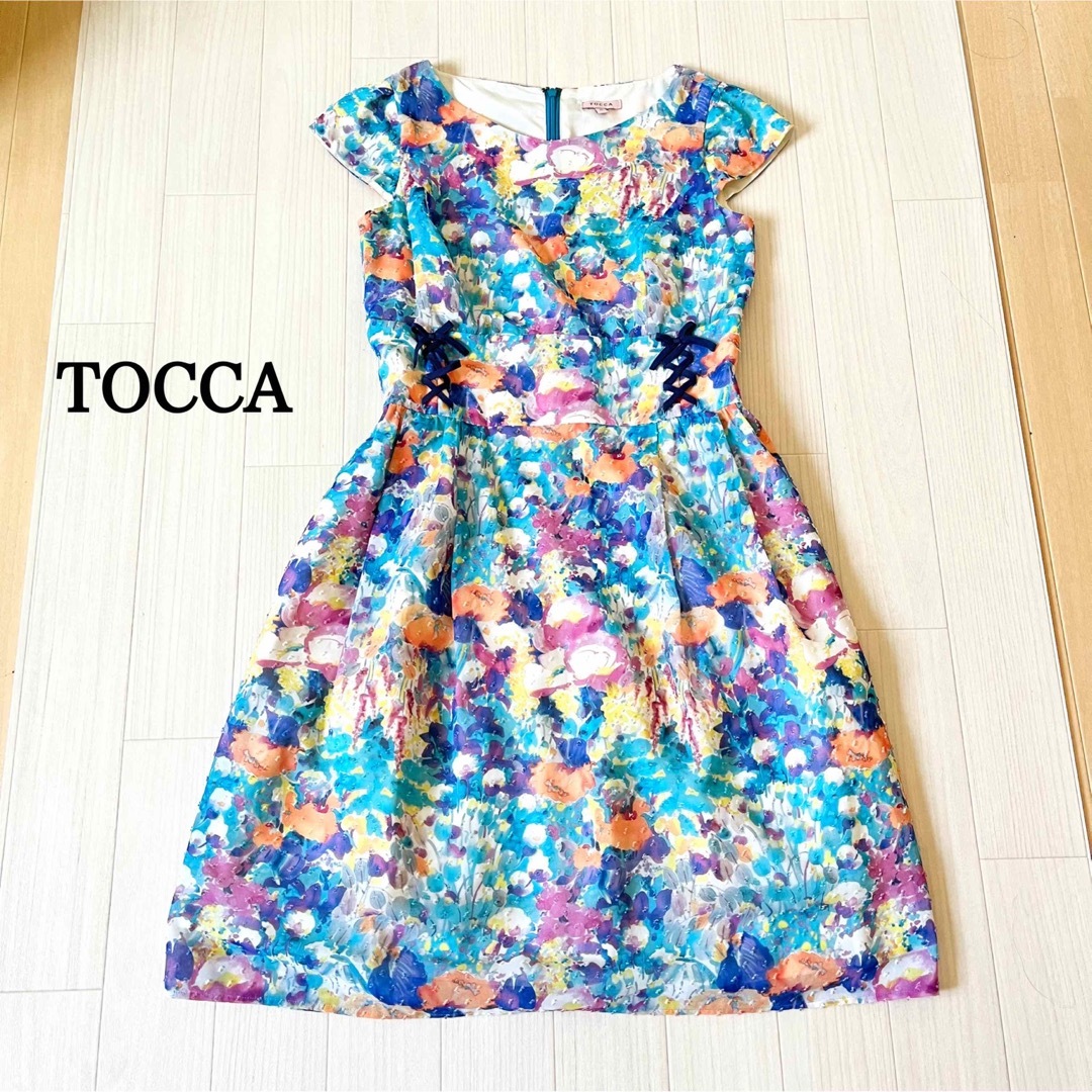 TOCCA トッカ リボン シャツ ワンピース 紺色 160 女性 S〜M- TOCCA トッカ リボン シャツ ワンピース 紺色 160 女性 S〜M-