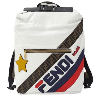 フェンディ FENDI バッグ メンズ ブランド リュック バックパック レザー フェンディマニア ホワイト 7VZ044 FIRAコラボ 白 大容量 大きめ おしゃれ おでかけ