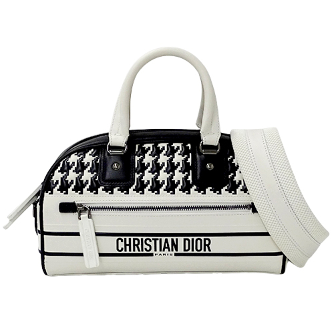 クリスチャンディオール Christian Dior バッグ レディース ブランド ハンドバッグ ショルダーバッグ 2way ディオール ヴァイブ スモール ボウリングバッグ レザー ブラック ホワイト 千鳥格子 バイカラー 黒 白 コンパクト おしゃれ