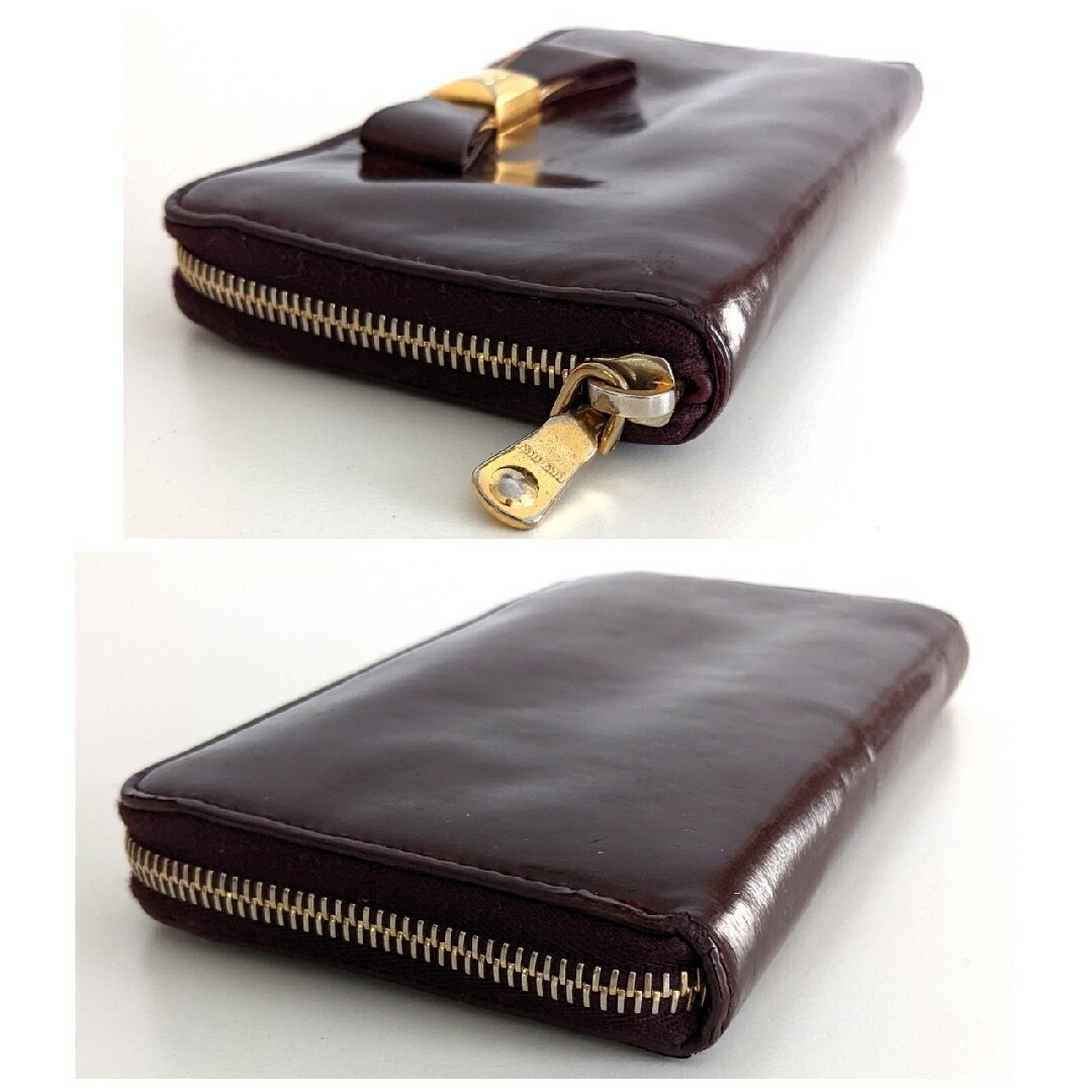 miumiu(ミュウミュウ)のミュウミュウ パテント レザー リボン 長財布 ジッピーウォレット ボルドー レディースのファッション小物(財布)の商品写真