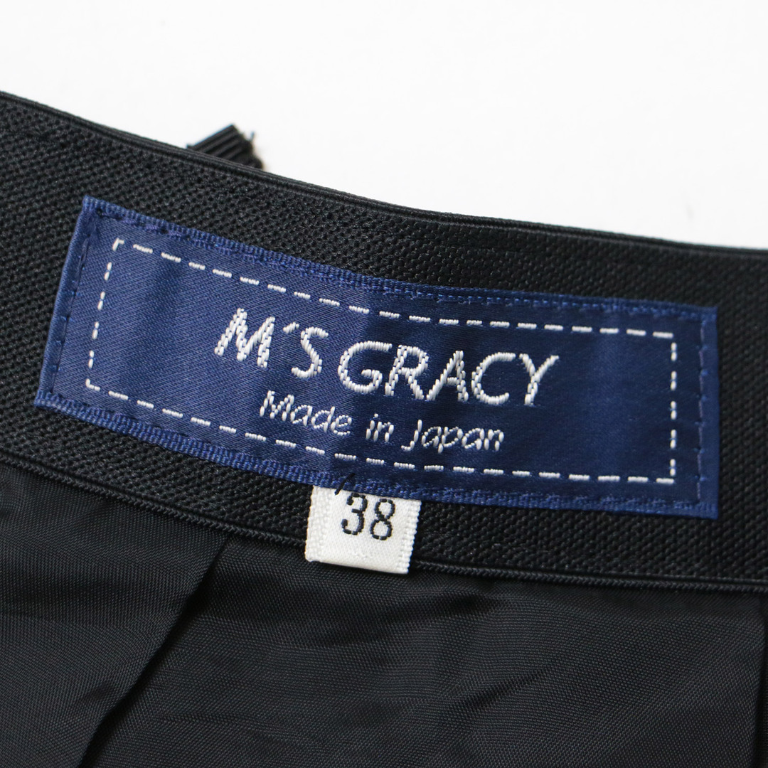 美品 2020年 M'S GRACY エムズグレイシー グログランテープ タックフレアスカート 40/ブラック 黒 ボトムス【2400013258906】