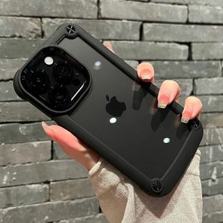 iPhone14 ケース クリア カバー 耐衝撃 ブラック シリコンフレーム(iPhoneケース)