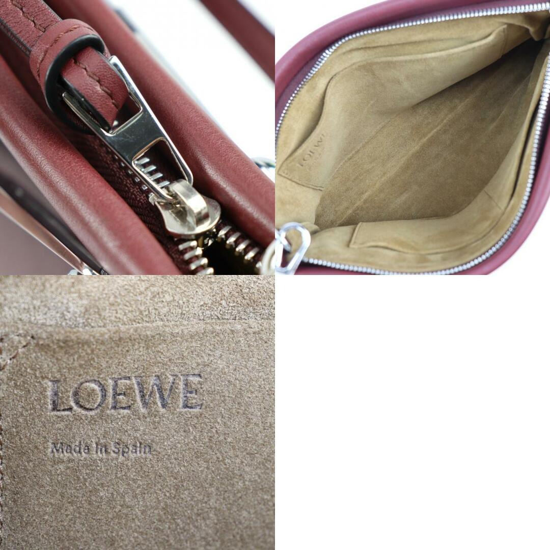 LOEWE ロエベ  ミッシー スモール ハンドバッグ 327.12 レザー   ボルドー   アナグラム シルバー金具 【本物保証】