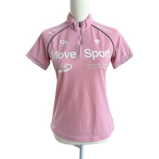 デサント(DESCENTE)のデサントMove SportジップアップTシャツ　レディースLサイズ　ピンク(Tシャツ(半袖/袖なし))