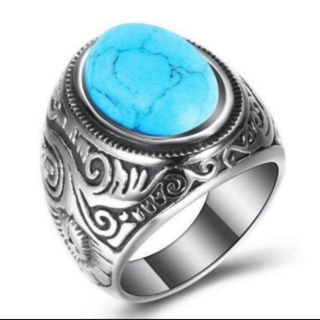 【SALE】リング メンズ ターコイズ ブルー おしゃれ 青 指輪 20号 メンズのアクセサリー(リング(指輪))の商品写真