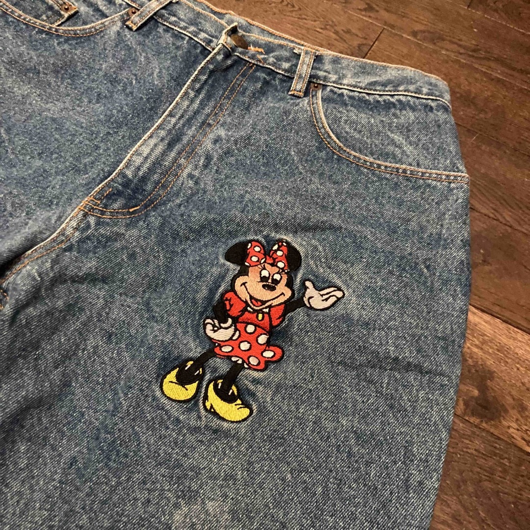 90'sディズニーDisneyミニーマウス刺繍デニムジーンズ短ショート